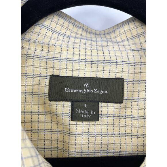 Ermenegildo Zegna Shirts Mens Size Large Button Down Long Sleeve Yellow Blue LOT - Picture 11 of 13